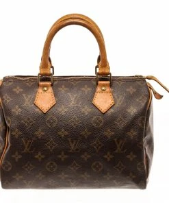 Cheap ✨ Louis Vuitton Brown Monogram Canvas Speedy 25 Satchel Bag ⭐