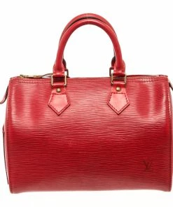 Wholesale ⭐ Louis Vuitton Red Epi Leather Speedy 25 Satchel Bag 💯
