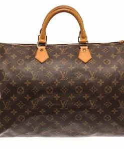 Deals 🌟 Louis Vuitton Brown Monogram Canvas Leather Speedy 40cm Bag 👏