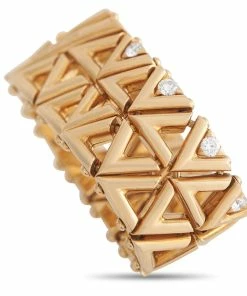 Deals ✔️ Louis Vuitton Volt 18K Yellow Gold 0.20 ct Diamond Mesh Band Ring ✨