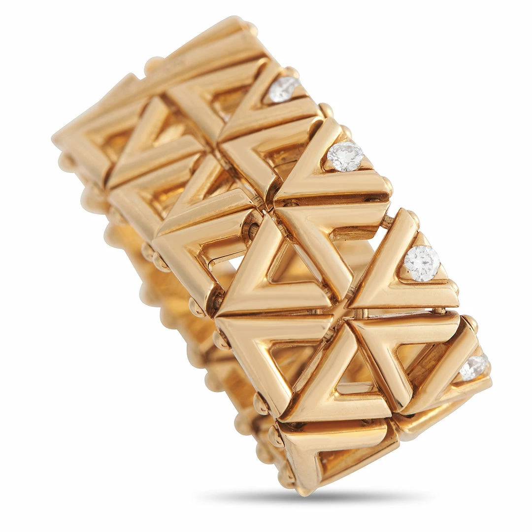 Deals โ๏ธ Louis Vuitton Volt 18K Yellow Gold 0.20 ct Diamond Mesh Band Ring โจ