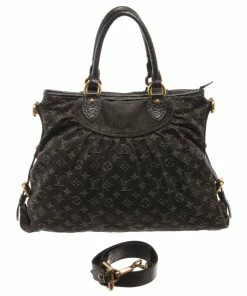 Discount 😀 Louis Vuitton Black Denim Neo Cabby MM Shoulder Bag 🌟