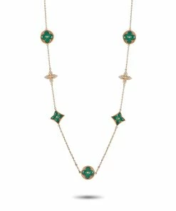 Wholesale 🤩 Louis Vuitton Blossom 18K Rose Gold Diamond and Malachite Long Necklace 🥰