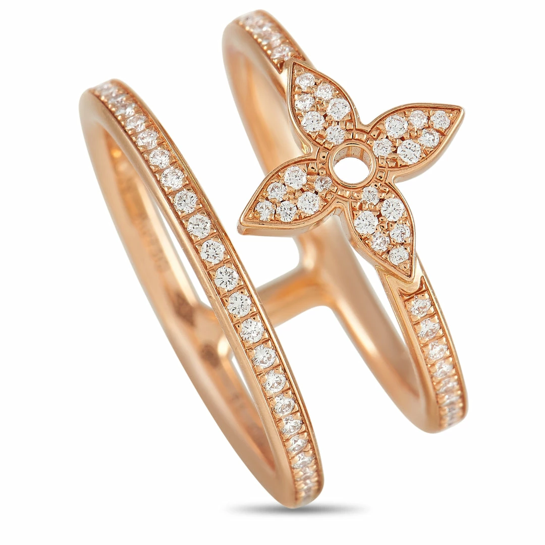 Brand new ⭐ Louis Vuitton Idylle Blossom 18K Rose Gold 0.56 ct Diamond Two Row Ring 💯