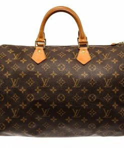 Promo 😀 Louis Vuitton Brown Monogram Canvas Speedy 35 Satchel Bag 🧨