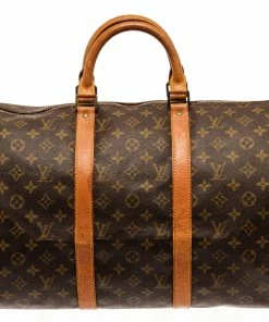 Promo 🌟 Louis Vuitton Brown Monogram Canvas Keepall Bandouliere 50 Travel Bag 🛒