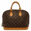 Coupon 🧨 Louis Vuitton Brown Monogram Canvas Leather Alma PM Satchel Bag ❤️