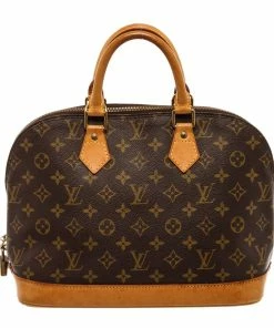 Coupon 🧨 Louis Vuitton Brown Monogram Canvas Leather Alma PM Satchel Bag ❤️