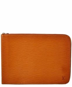 Outlet 👏 Louis Vuitton Orange Epi Leather Poche Documents Briefcase (Authentic Pre-Owned) 🛒