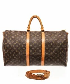 Promo 🥰 Louis Vuitton Brown Monogram Canvas Bandoulière Keepall 55 Travel Bag 💯