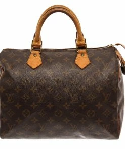 Top 10 🧨 Louis Vuitton Brown Monogram Leather Speedy 30 Satchel Bag ⌛