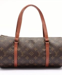 New 👏 Louis Vuitton Brown Monogram Canvas Leather Papillon 30 cm Shoulder Bag 🧨