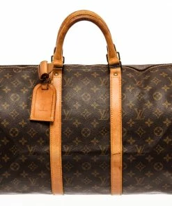 Outlet 🥰 Louis Vuitton Brown Monogram Canvas Keepall 50 Travel Bag 🌟