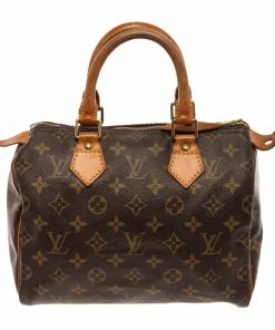 Coupon 👏 Louis Vuitton Brown Monogram Canvas Speedy 25 Satchel Bag 😀