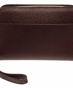 Cheapest 🧨 Louis Vuitton Burgundy Taiga Leather Baikal Clutch ✔️