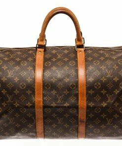 Best Pirce 😀 Louis Vuitton Brown Monogram Canvas Keepall 55 Travel Bag ✔️