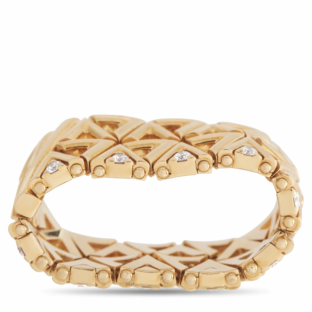 Deals โ๏ธ Louis Vuitton Volt 18K Yellow Gold 0.20 ct Diamond Mesh Band Ring โจ - Image 2
