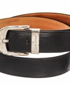 Wholesale 🎁 Louis Vuitton Black Silver Epi Leather Belt 🎉