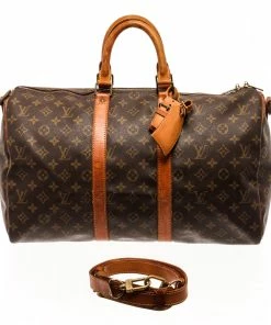 Best deal 🥰 Louis Vuitton Brown Monogram Canvas Keepall Bandouliere 45 Travel Bag 🎉