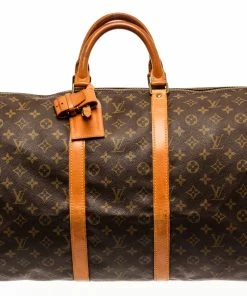 Best Pirce 😉 Louis Vuitton Brown Monogram Canvas Keepall 55 Travel Bag ✨