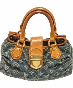 Discount ❤️ Louis Vuitton Blue Monogram Denim Pleaty 👜 Handbag 🤩