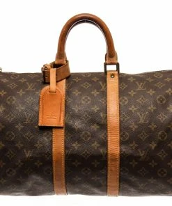 New 🔥 Louis Vuitton Brown Monogram Canvas Keepall 45 Travel Bag 😉