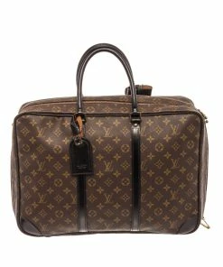 New 🛒 Louis Vuitton Brown Monogram Canvas Porte Documents Voyage Briefcase ⌛
