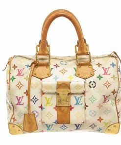Cheapest 💯 Louis Vuitton Multicolor White Calf Leather Speedy 30 👜 Handbag ✔️