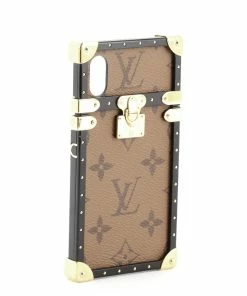 Wholesale ✨ Louis Vuitton Eye Trunk with Strap for iPhone X Reverse Monogram Canvas Brown 🔥