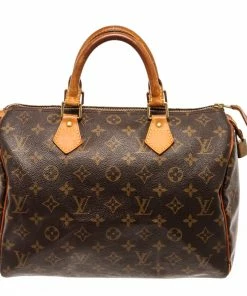 Outlet 😍 Louis Vuitton Brown Monogram Canvas Speedy 30 Satchel Bag ❤️
