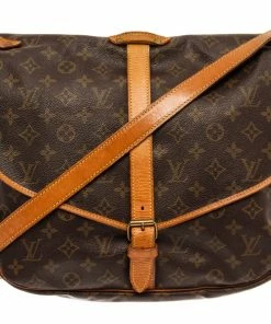 Best deal ⭐ Louis Vuitton Brown Monogram Canvas Saumur 35 Messenger Bag 😉