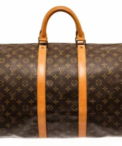 Coupon 🥰 Louis Vuitton Brown Monogram Canvas Keepall 55 Travel Bag 🔥