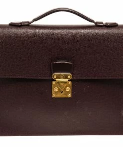Best Sale ✨ Louis Vuitton Burgundy Taiga Leather Serviette Clado Briefcase 🎉
