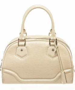 Top 10 🔔 Louis Vuitton Ivory White Epi Leather Bowling Montaigne BB Tote Bag 🛒