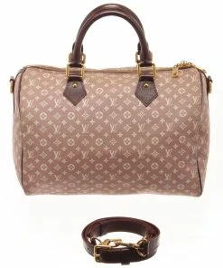 Buy โ๏ธ Louis Vuitton Pink Ivory Canvas Leather Mini Lin Speedy 30 Bandoulie Satchel Bag โญ