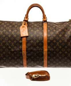 Best Pirce 🎉 Louis Vuitton Brown Monogram Canvas Keepall Bandouliere 60 Bag 🎉