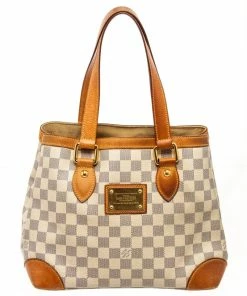 Discount 👏 Louis Vuitton White Damier Azur Hampstead PM Tote Bag 😉