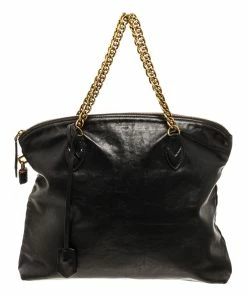 Budget 🛒 Louis Vuitton Black Leather Lockit Shoulder Bag 😀